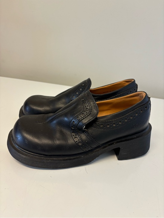 Dr. Martens Shoes - Vintage Dr. Martens Leather Slip On Brogued Chunky Heeled Shoes Women’s Size 5
